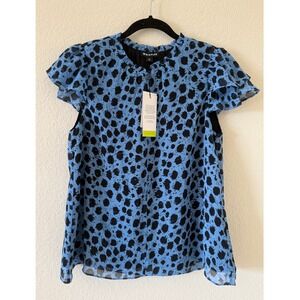 NWT Women's Whistles Brushed Dalmatian Print Cap Sleeve Blouse Size 6 Preppy